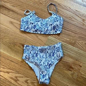 Floral Blue and White Bikini Set